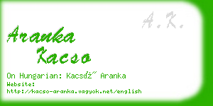 aranka kacso business card